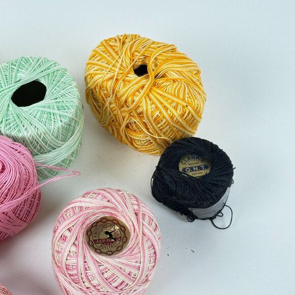 J&P Coats Knit Embroidery Crochet Thread Lot of 9 Multicolored Cotton Used Condi - Picture 7 of 8
